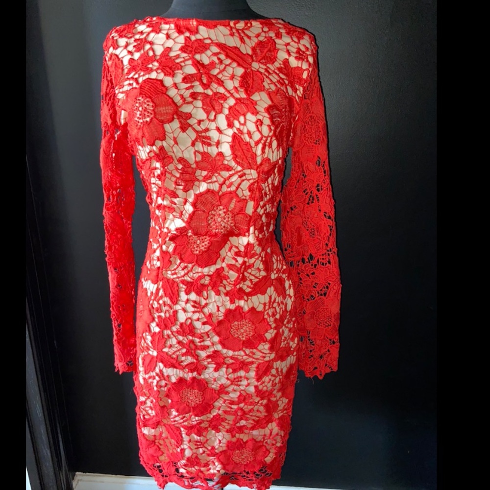 Red lace dress